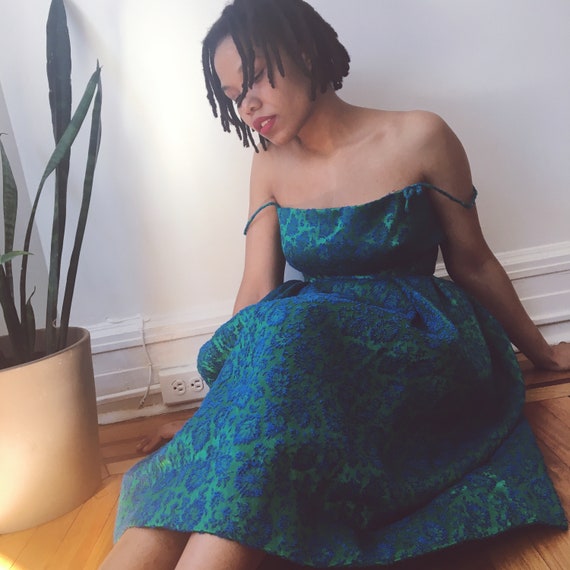 vintage 50s teal party dress