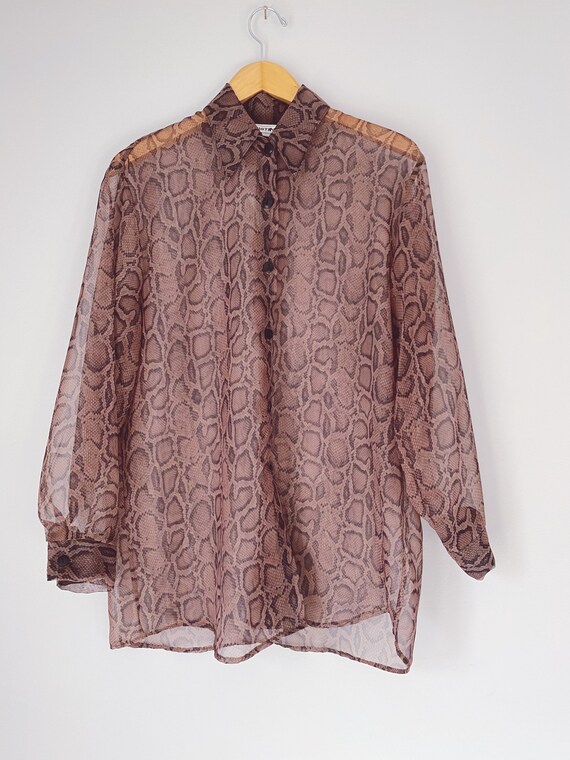 vintage sheer snakeskin print blouse