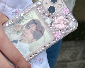 PINK pc/card holder/polaroid deco phone case