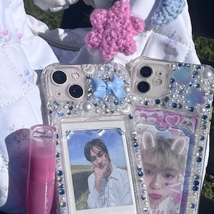 BLUE pc/card holder/polaroid deco phone case