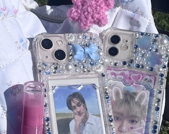 BLUE pc/card holder/polaroid deco phone case