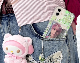 GREEN pc/card holder/polaroid deco phone case