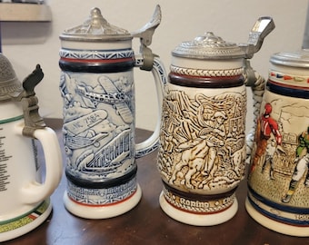 Vintage Avon Handcrafted Ceramic Beer Steins. Collection.