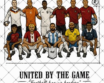Grafische weergave van voetballegendes van het WK 2026 (digitale download)