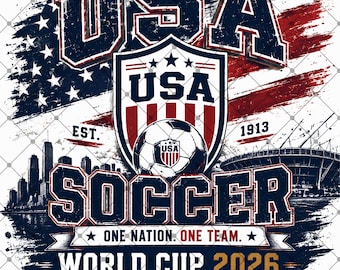 Wereldkampioenschap voetbal 2026 VS, png, vintage Amerikaanse vlag sublimatieontwerp (digitale download)