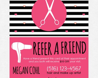 hairstylist or hair salon referral cards color both sides | Etsy