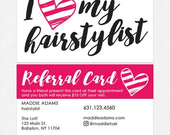 Hairstylist or hair salon referral cards color both sides | Etsy