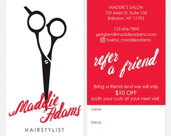 hairstylist or hair salon referral cards color both sides | Etsy