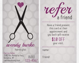hairstylist or hair salon referral cards - color both sides - FREE UPS ground shipping