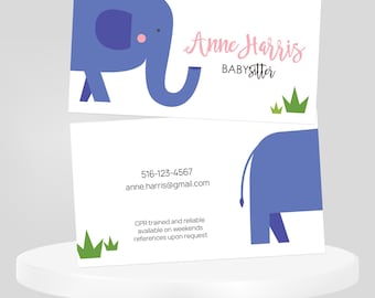 Printed Baby Sitter Business Cards, Nanny Cards: 2"x3.5", Double Sided