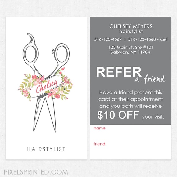 Hairstylist Or Hair Salon Referral Cards Color Both Sides Etsy