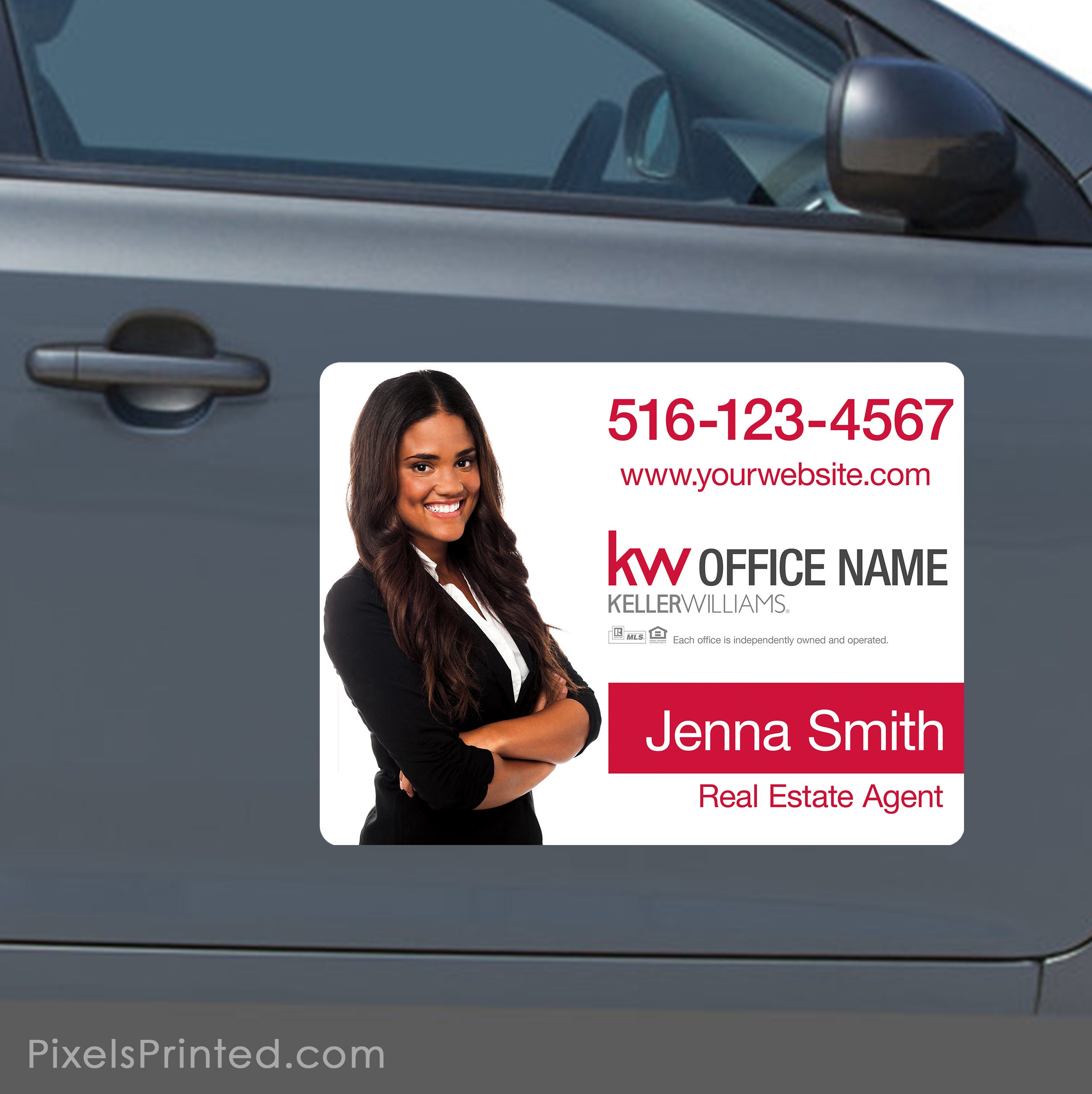 printed KW Keller Williams real estate car magnets, realtor car magnets - 18x24 with rounded corners, durable - set of TWO magnets