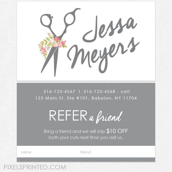 Hairstylist Or Hair Salon Referral Cards Color Both Sides Etsy