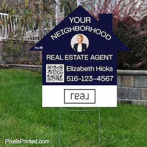 REAL Broker House-Shaped Yard Sign: 23" Full Color, Double-Sided