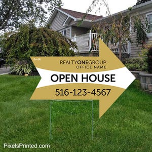 Realty ONE Group Open House Yard Sign: Arrow Shape, Double-Sided (18" x 24")