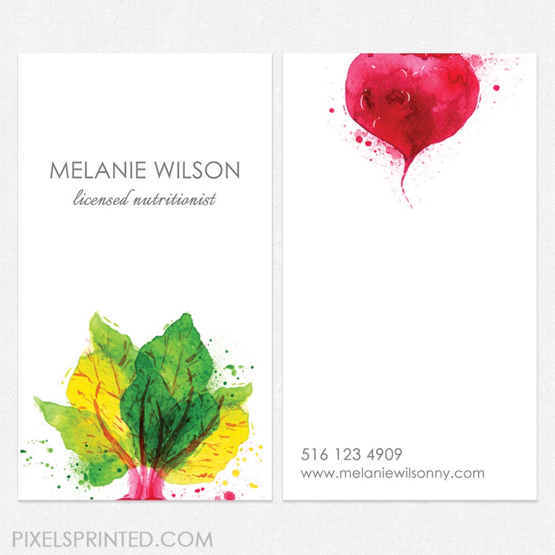 Nutritionist Dietitian Business Cards Thick, Glossy or Matte Color Both