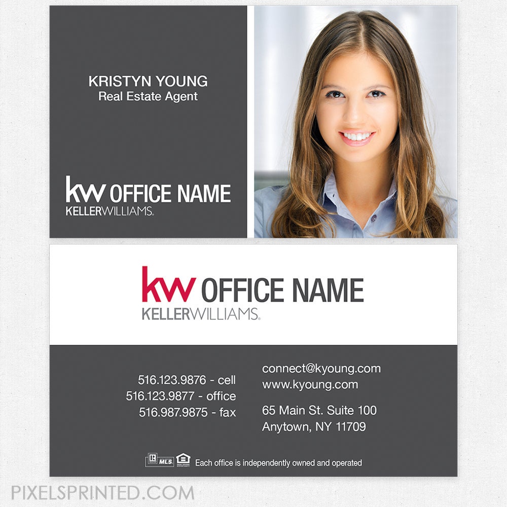 keller williams real estate business cards thick color both etsy