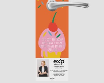 printed EXP realty summer got the scoop o the real estate marketing door hangers (4.25x11)