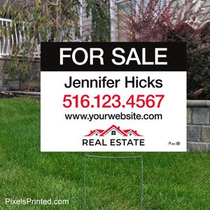 printed Independent real estate yard sign, for sale yard sign, open house yard sign - 18&quot; x 24&quot; - with metal stakes - full color both sides