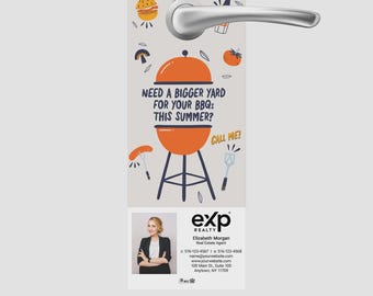 printed EXP realty summer bigger yard BBQ door hanger: realtor marketing (4.25x11)