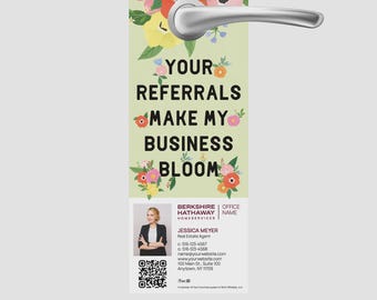 printed Berkshire Hathaway spring referral door hanger: Spring Realtor Marketing (4.25x11)