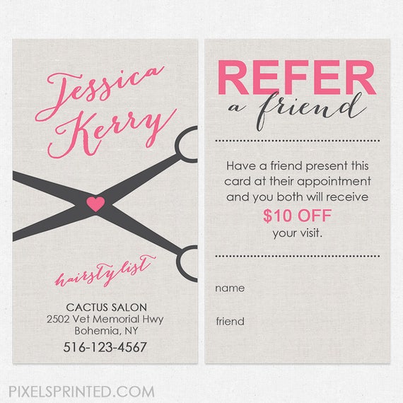Hairstylist Or Hair Salon Referral Cards Color Both Sides Etsy