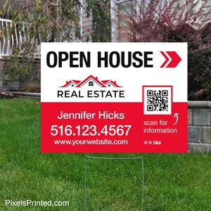 printed Independent real estate yard sign, for sale yard sign, open house yard sign - 18&quot; x 24&quot; - with metal stakes - full color both sides