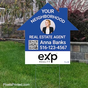 printed EXP realty your neighborhood real estate agent yard sign - 23&quot; x 23&quot; EXP realty lawn sign - full color both sides