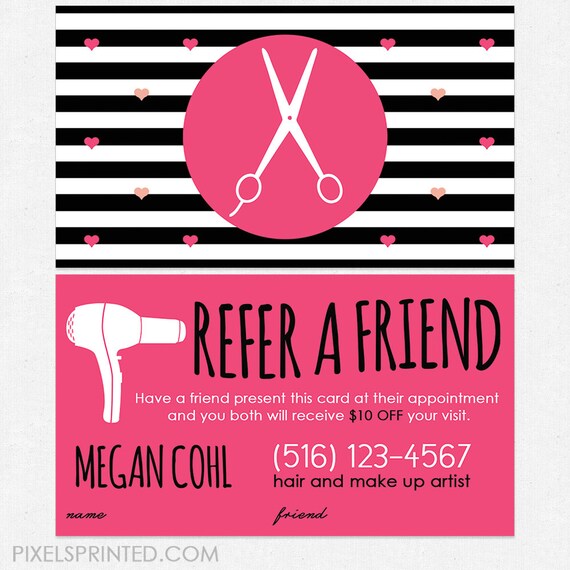 Hairstylist Or Hair Salon Referral Cards Color Both Sides Etsy
