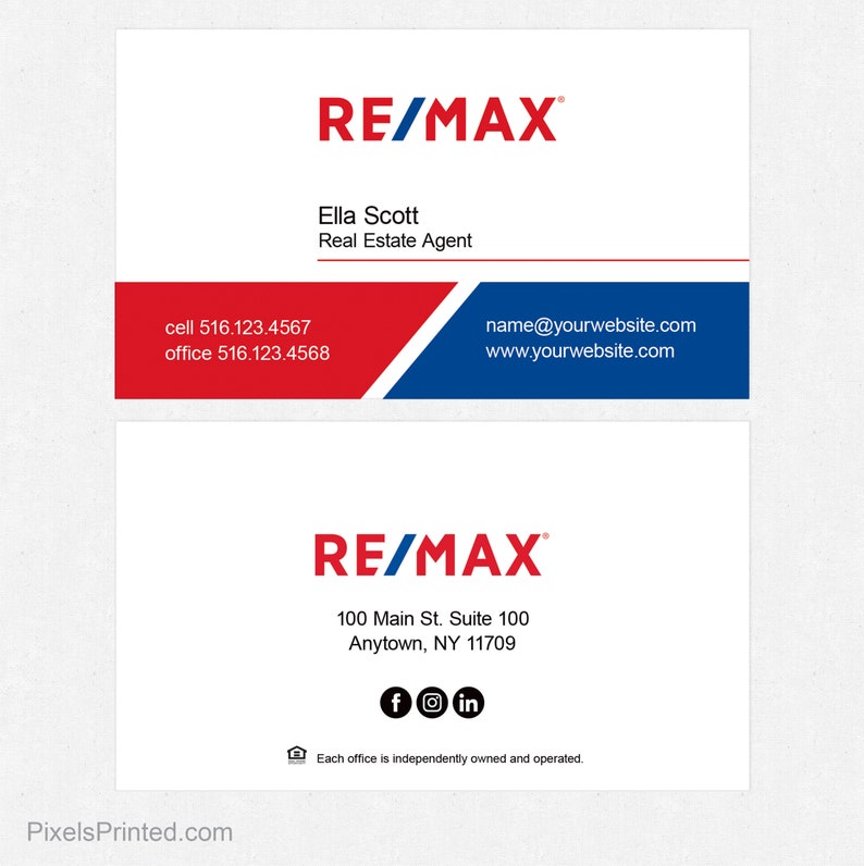 REMAX Real Estate Business Cards Thick Color Both Sides Etsy