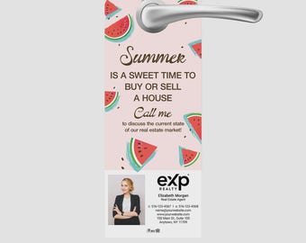 printed EXP Realty summer buying and selling door hanger: realtor marketing (4.25x11)
