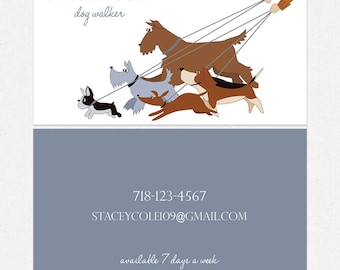 dog walker - dog trainer business cards - full color both sides - FREE UPS ground shipping