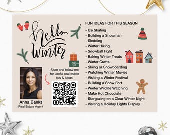 Printed Independent Real Estate Winter Activities Postcards: Realtor Holiday Mailers (4x6)