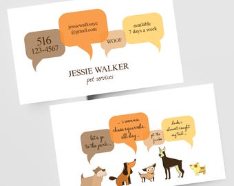 Printed Pet Sitter Business Cards, Dog Walker Cards: 2"x3.5", Double Sided