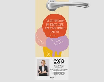 printed EXP realty summer got the scoop o the real estate marketing door hangers (4.25x11)