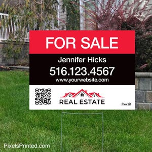 printed Independent real estate yard sign, for sale yard sign, open house yard sign - 18&quot; x 24&quot; - with metal stakes - full color both sides