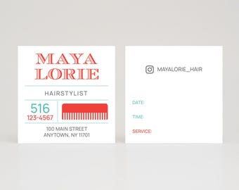 square hairstylist or hair salon business cards - color both sides - 3x3