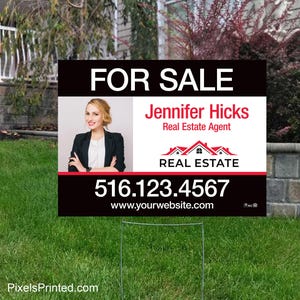 printed Independent real estate yard sign, for sale yard sign, open house yard sign - 18&quot; x 24&quot; - with metal stakes - full color both sides