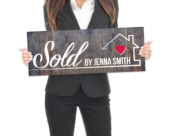 Real Estate Testimonial Prop - 9"x24" - different design on each side - 1/4" thick White PVC Hard Plastic - FREE UPS shipping
