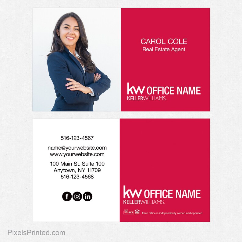Keller Williams Real Estate Business Cards Thick Color Both Etsy