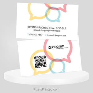 Printed Speech Language Pathologist Business Cards: 2"x3.5", Double-Sided CCC-SLP Cards with QR code