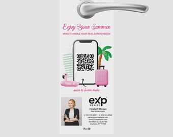 printed EXP Realty summer hello neighbor door hanger: realtor summer marketing (4.25x11)