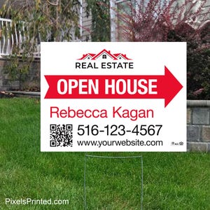 printed Independent real estate yard sign, for sale yard sign, open house yard sign - 18&quot; x 24&quot; - with metal stakes - full color both sides