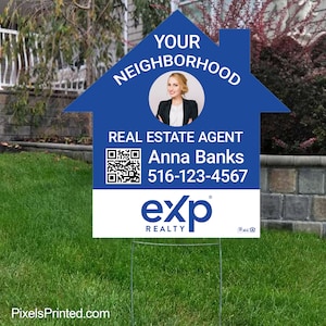 printed EXP realty your neighborhood agent yard sign - 23" x 23" EXP realty lawn sign - full color both sides - free UPS ground shipping