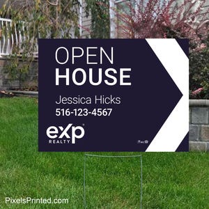 Printed EXP Realty Directional Yard Sign: 18x24, 4mm Corrugated, Double-Sided with Metal Stake