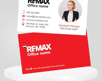 REMAX Real Estate Business Cards, Realtor Cards with QR Code: 2x3.5, Double-Sided