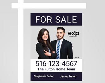 Printed EXP Realty Real Estate Team Sign Panel, Realtor For Sale Sign: Double Sided