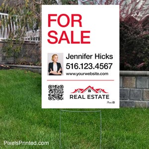 printed Independent real estate yard sign, for sale yard sign, open house yard sign - 18&quot; x 24&quot; - with metal stakes - full color both sides