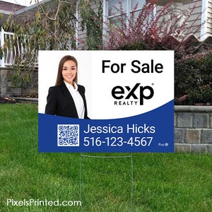 printed EXP realty yard sign, for sale yard sign, open house yard sign - 18&quot; x 24&quot; EXP realty lawn sign - full color both sides