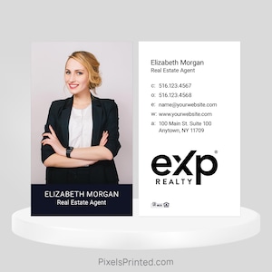 printed EXP realty business cards, EXP realtor business cards, real estate business cards - thick, color both sides